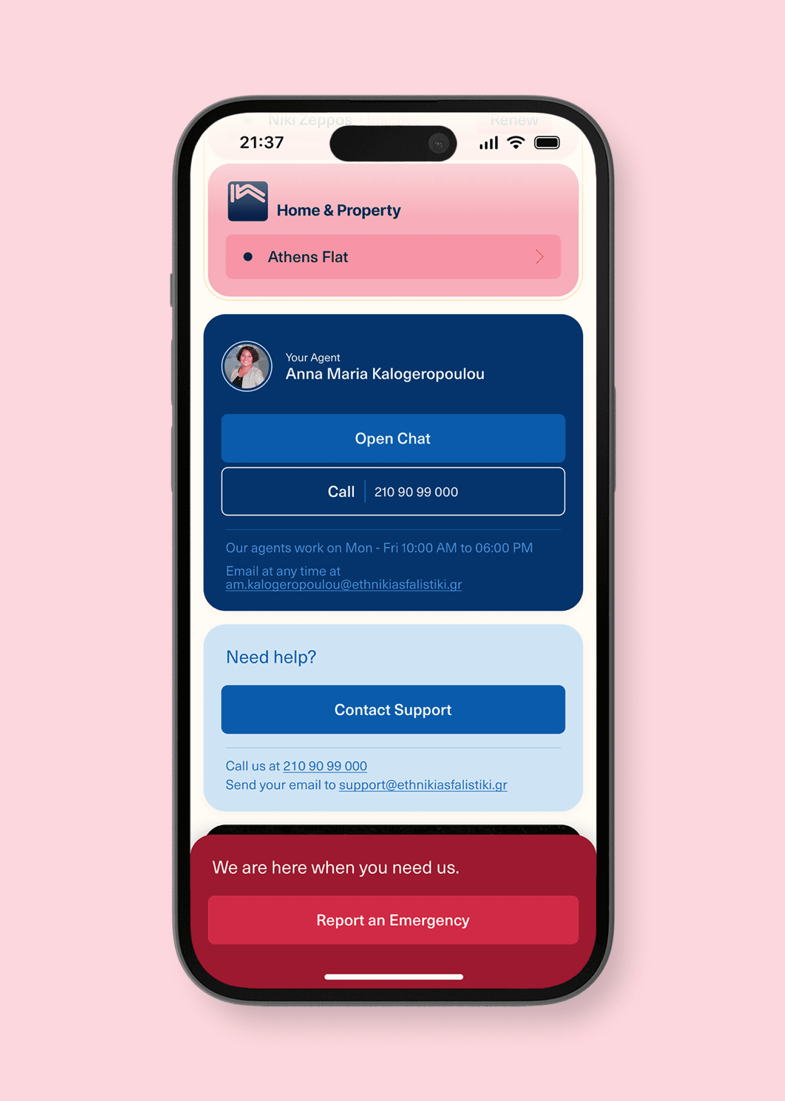 App UI design putting user support first